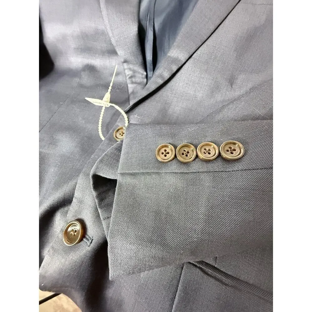J. Crew Thompson Wool Men 40R Blue 2 Button Double Vent Sportscoat Tuxedo Suit